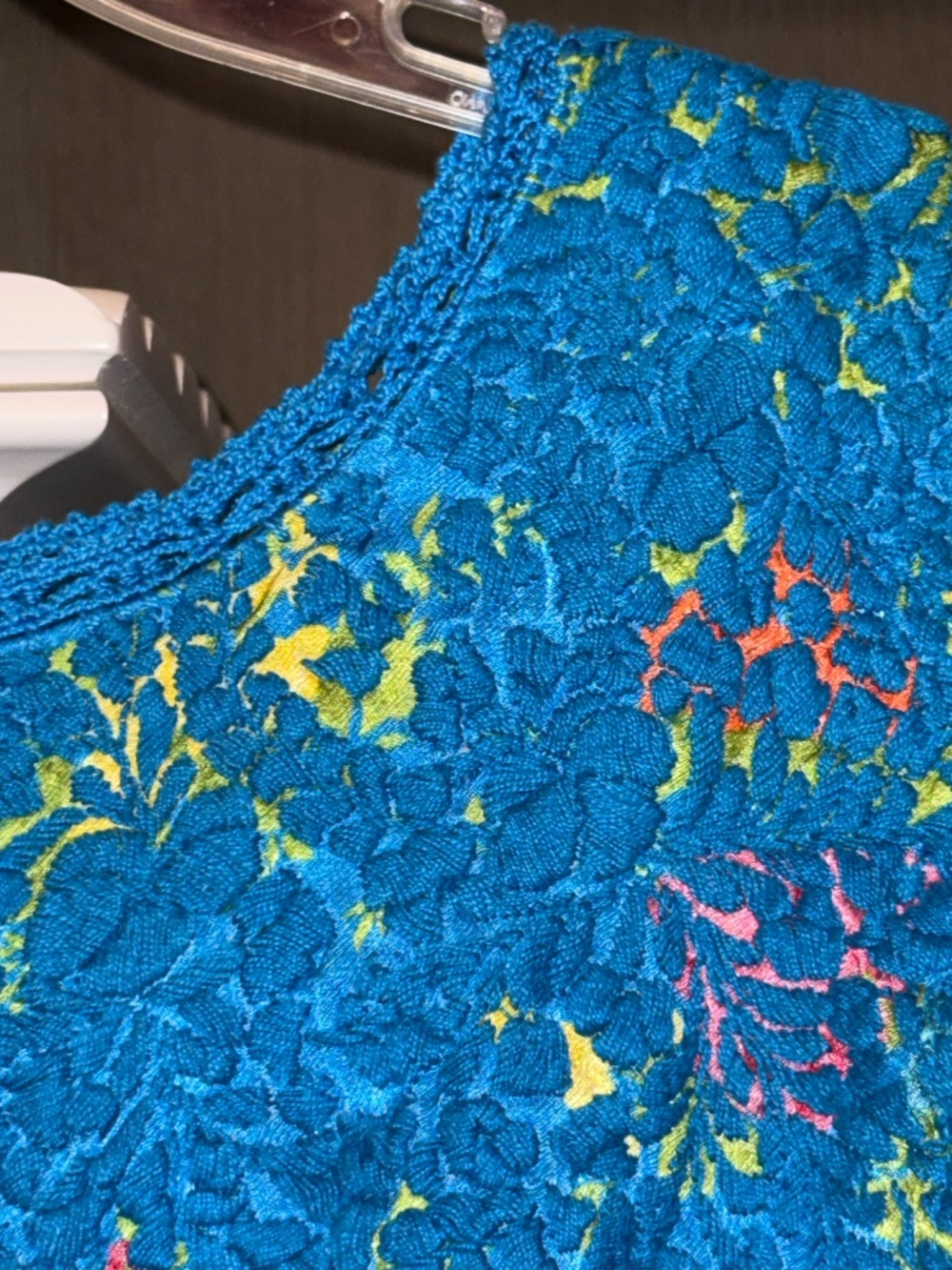 Mi Golondrina mexico Small s blue floral silky midi dress - Picture 4 of 6